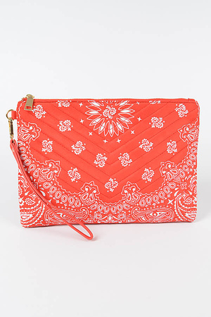 Quilted Bandana Print Pouch