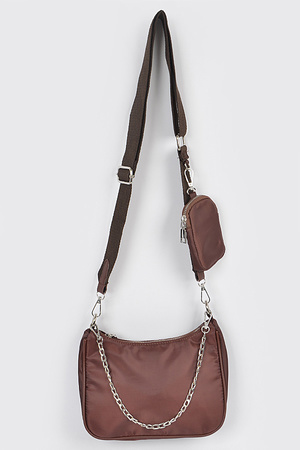 Nylon Shoulder Bag W/Mini Purse.