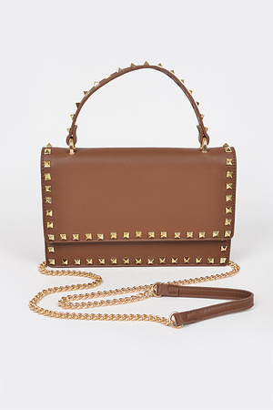 Metal Studded Faux Leather Clutch.