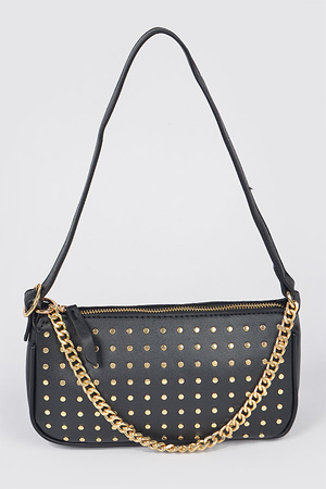 Perforated Chain Shoulder Bag