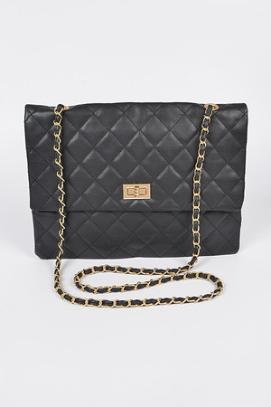 Quilted Faux Leather Clutch