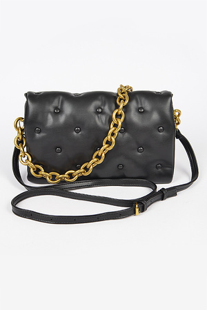 Studded Faux Leather Clutch.