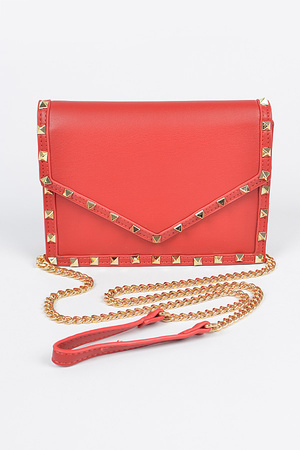 Studded Faux Leather Clutch