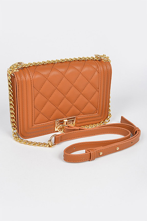 Quilted Faux Leather Crossbody Bag