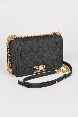 Quilted Denim Crossbody Bag