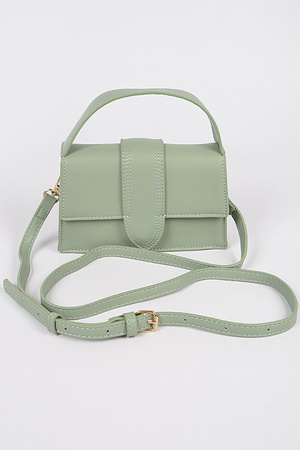 Faux Leather Top Handle Bag