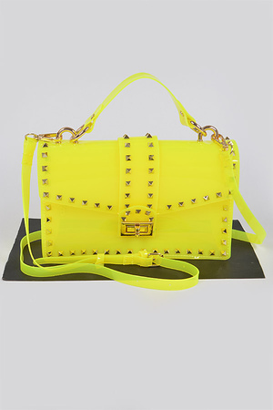 Studded Colorful Transparent Clutch