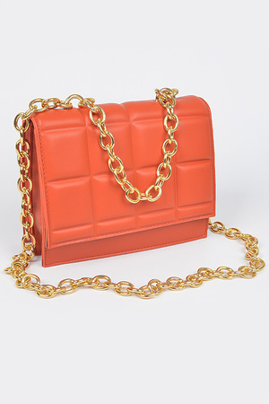 Quilted Faux Leather Chain Bag