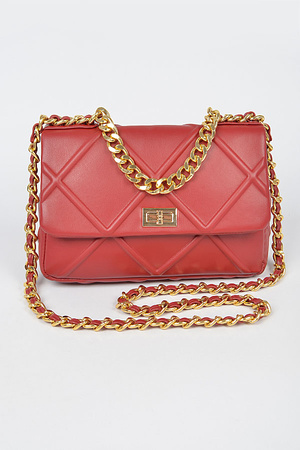 Faux Leather Chain Crossbody Bag
