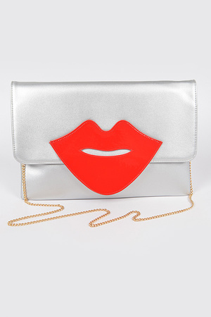 Sexy Lip Envelope Clutch W/Chain