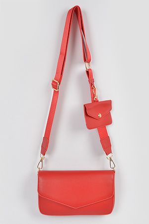 Faux Leather Crossbody Bag W/Airpod Pouch