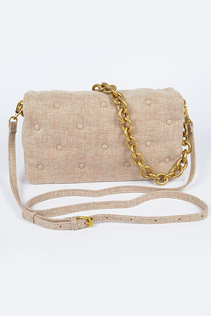 Linen Chain Shoulder Bag