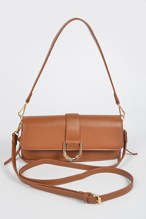 Faux Leather Rectangle Shape Shoulder Bag