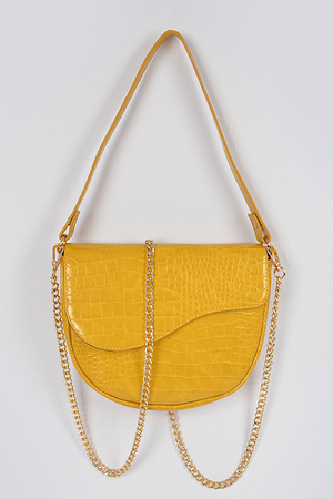 Faux Croc Chain Shoulder Bag