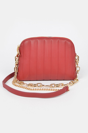 Faux Leather Link Chain Clutch