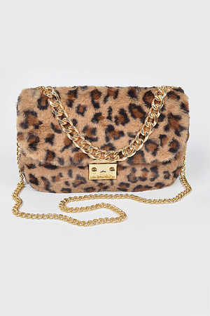 Faux Leo Fur Shoulder Bag