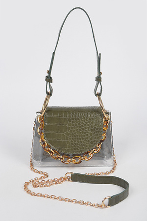 Faux Leather Clear Chain Bag