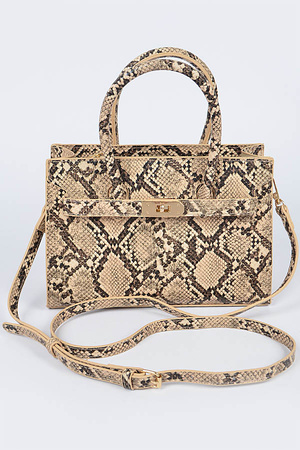 Snake Print Handles Crossbody Bag