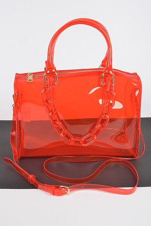 Transparent Duffle Bag W/Acrylic Chain