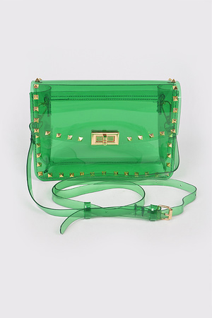 Studded Clear Crossbody Bag  On Sale Select Colors Only