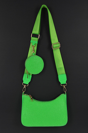 Rhinestone Crossbody Bag W/Air Pod Purse
