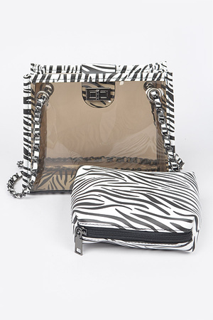 Zebra Print Transparent Shoulder Bag