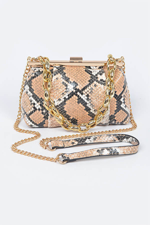 Snake Print Chain Crossbody Bag