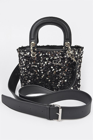 Sequins Handle Crossbody Bag