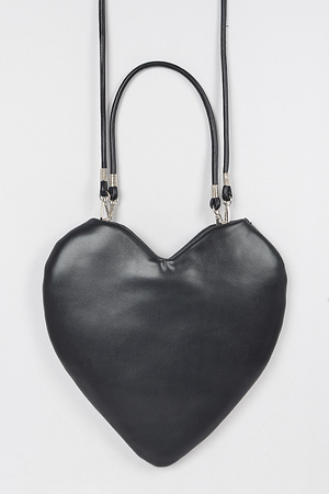 Heart Faux Leather Crossbody Bag