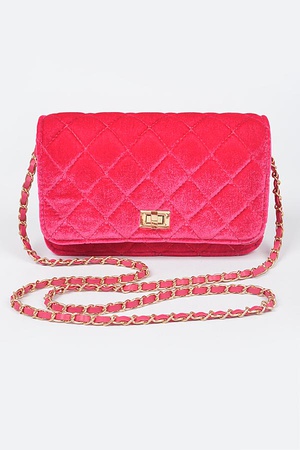 Quilted Velvet Shoulder Bag