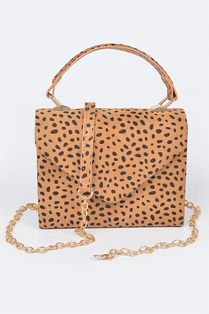 Faux Cheetah Fur Top Handle Crossbody Bag