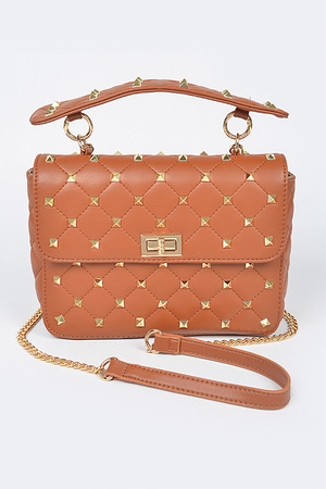 Quilted Faux Leather Top Handle Bag