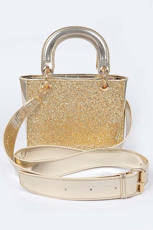 Glitter Mirror Top Handle Crossbody Bag