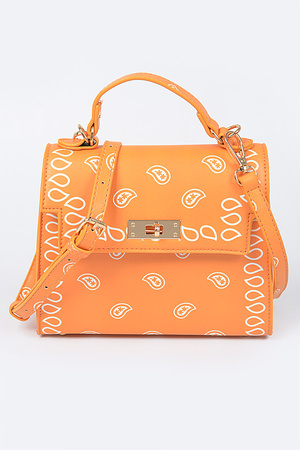 Faux Leather Bandana Print Crossbody Bag