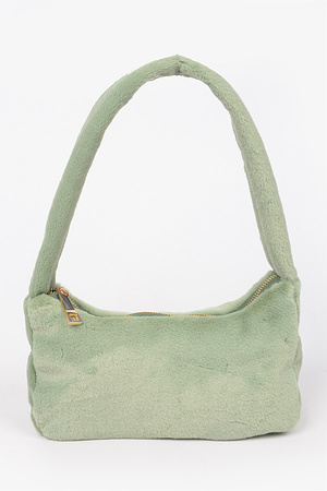 SOLID FAUX FUR SHOULDER BAG