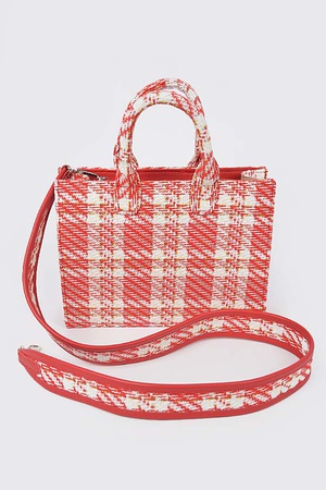 Tweed Plaid Medium Tote Bag