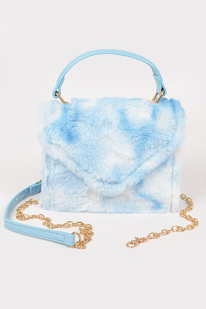 Tie Dye Fur Flap Bag