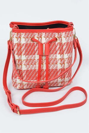 Tweed Plaid Bucket Bag