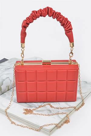 Quilted Box Clutch W/Wrinkled Handled