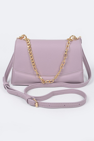 Faux Leather Chain Handle Clutch