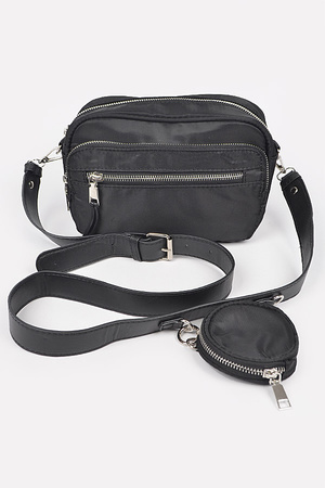 Multi Zip Dual Crossbody Bag