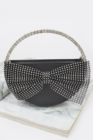 Rhinestone Bow and Handle Party Clutch