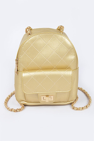 Quilted Mini Chain Back Pack