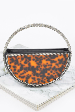 Rhinestone Handle Tortoise Bag