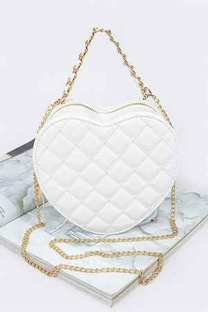 Quilted Enamel Heart Clutch
