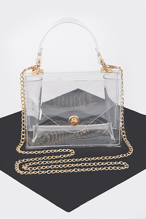 Clear PVC Top Handle Crossbody Bag