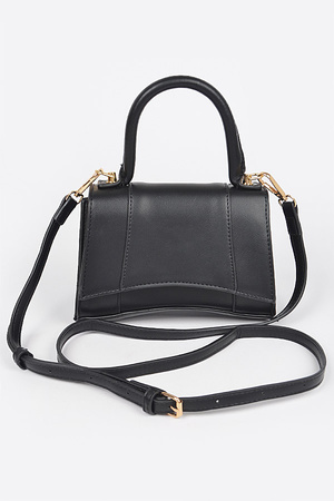 Faux Leather Top Handle Bag