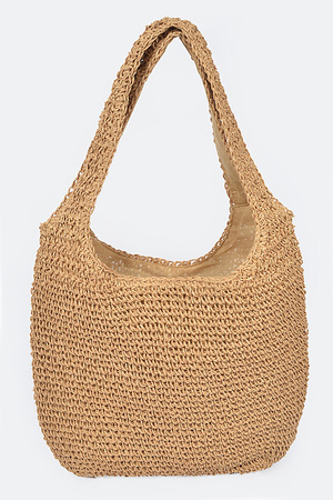 Faux Straw Hobo Bag