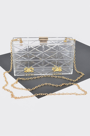 Quilted Pattern Clear Acrylic Clutch