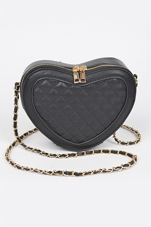 Quilted Heart Shape Crossbody Bag